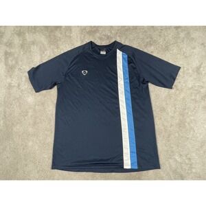 Nike Shirt‎ Mens XL Blue Silver Tag  Stripe Performance Swoosh Vintage 90s Y2K